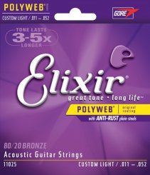 Elixir 11025 Custom Light stygos akustinei gitarai