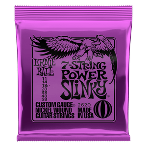 Ernie Ball 2620 Power Slinky Nickel Wound 7-String Electric Guitar Strings 11-58 Gauge