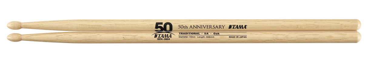 TAMA 5A-50TH OAK Tama 50th Anniversary logo būgnų lazdelės