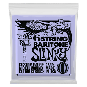 Ernie Ball 2839 Slinky 6-String with small ball end Baritone Guitar Strings 13-72 Gauge