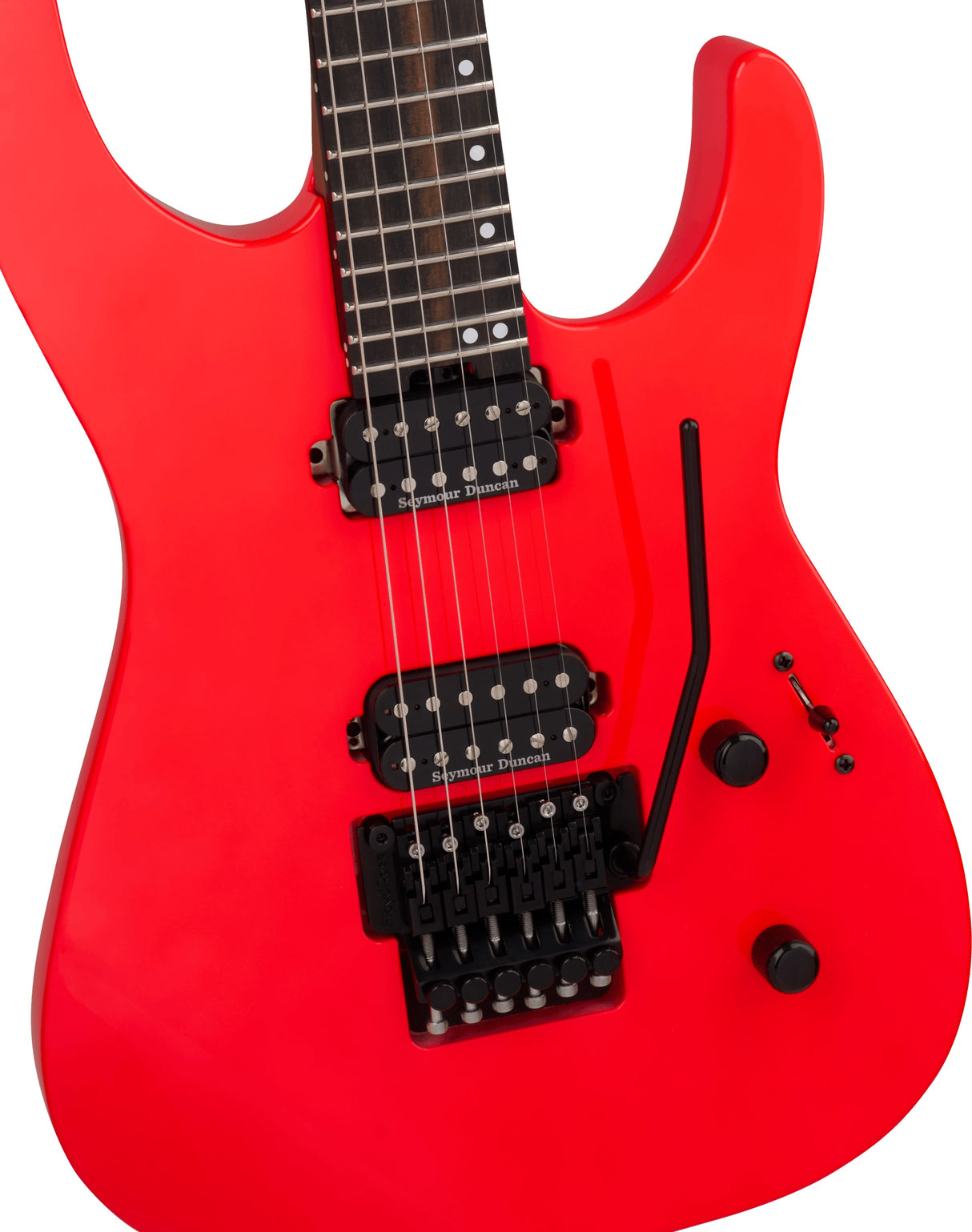 Jackson American Series Virtuoso Streaked Ebony FB Rocket Red Made in USA