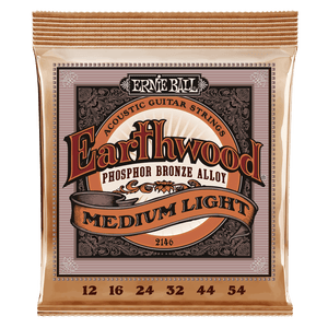 Ernie Ball 2146 Medium Light Earthwood Phosphor Bronze Acoustic Guitar Strings 12-54 Gauge