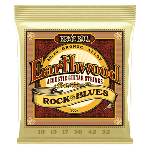 Ernie Ball 2008 Rock and Blues w/Plain G Earthwood 80/20 Bronze Acoustic Guitar Strings 10-52 Gauge